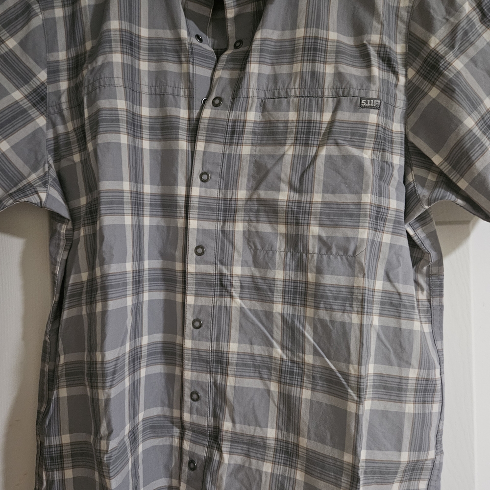 5.11 Tactical Men's Blue and White Plaid Shirt